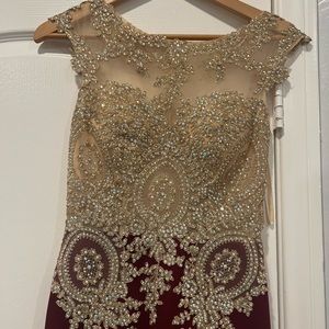 Formal burgundy lace/beaded dress